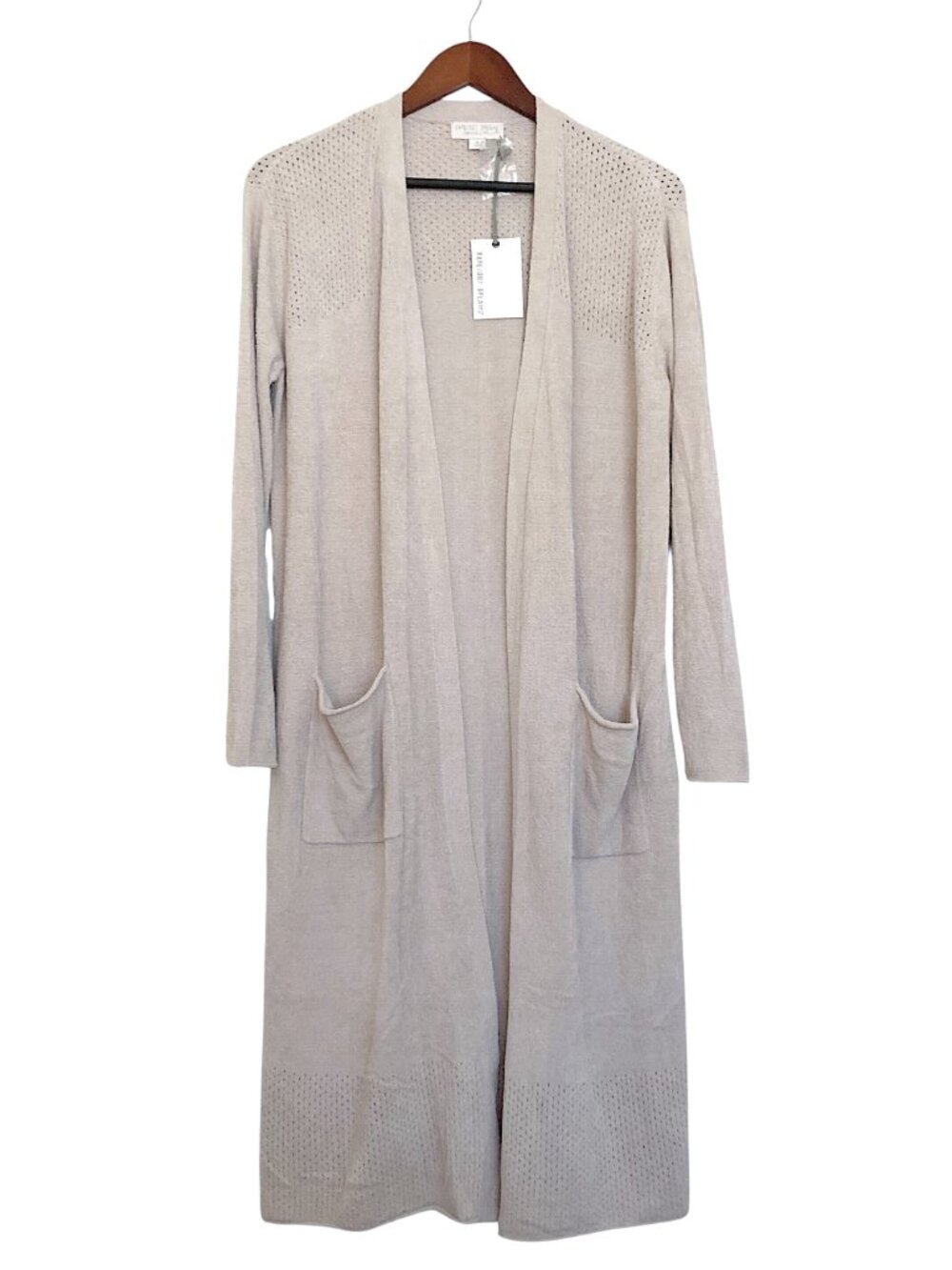 BAREFOOT DREAMS CozyChic Ultra Lite Open Stitch Cardigan Duster Size M Silver - Picture 7 of 12